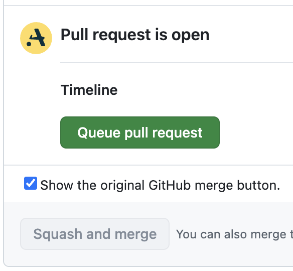 Queue pull request button